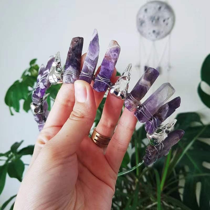 Ethnic Crow Crystal Quartz Gothic Bohemian Hair Crown