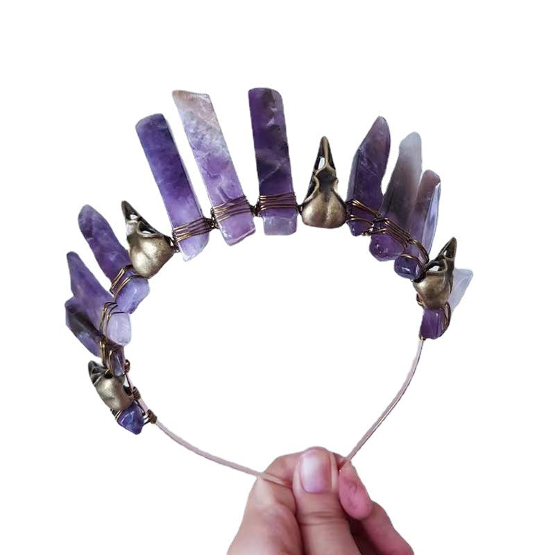 Ethnic Crow Crystal Quartz Gothic Bohemian Hair Crown