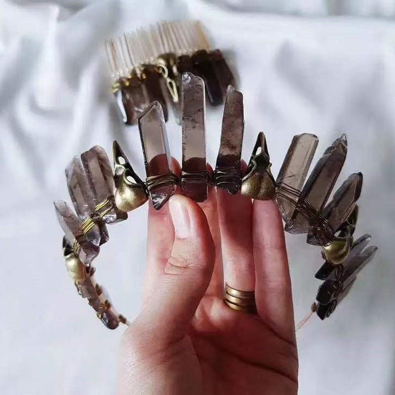 Ethnic Crow Crystal Quartz Gothic Bohemian Hair Crown