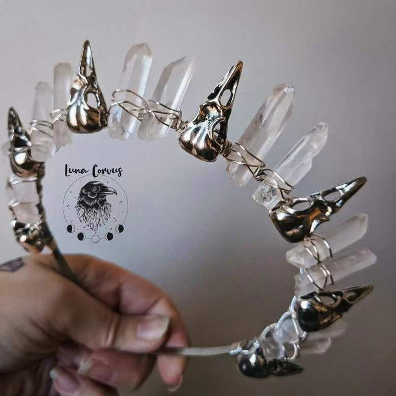 Ethnic Crow Crystal Quartz Gothic Bohemian Hair Crown