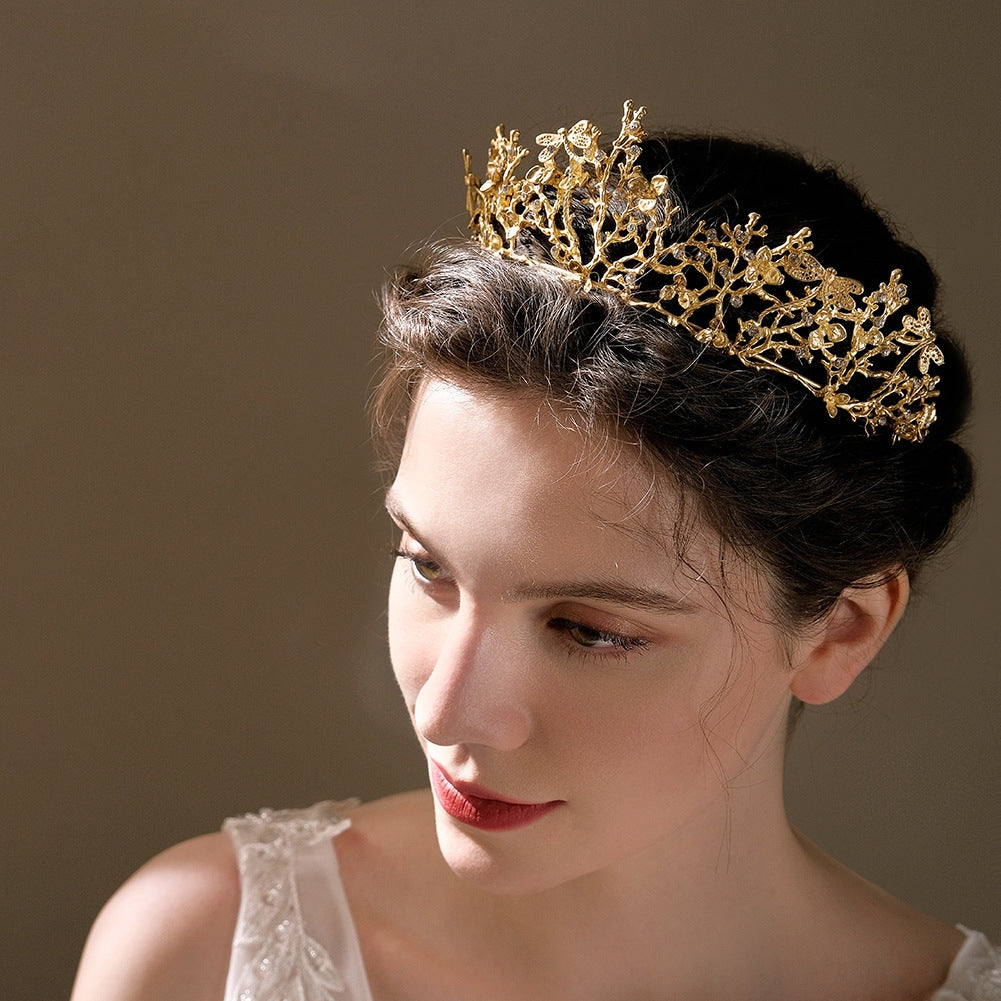 European Vintage Rhinestone Dragonfly Bridal Crown and Wedding Veil Headpiece