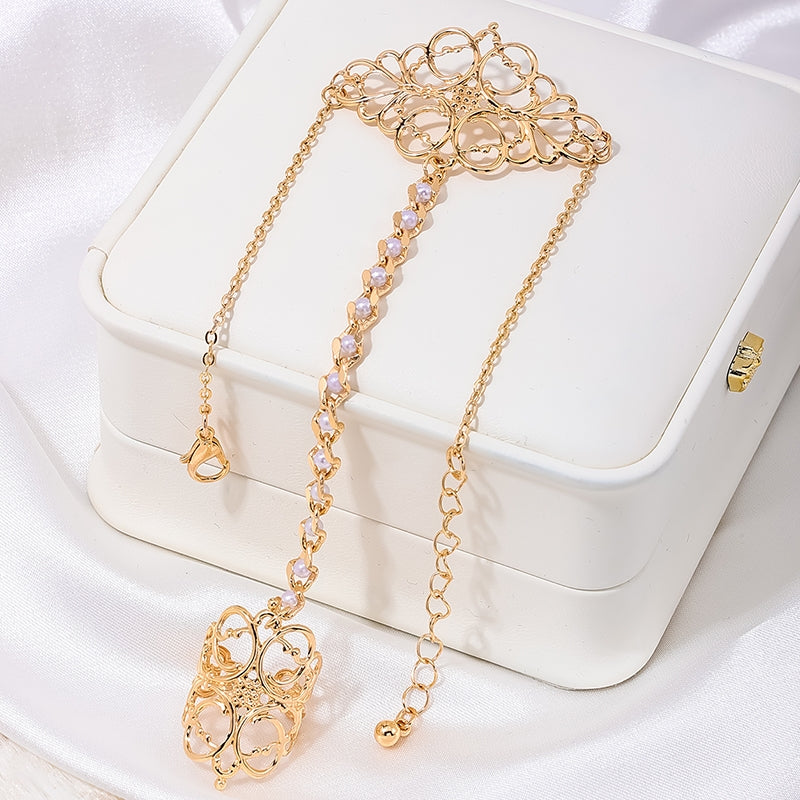 Bohemian Classic Alloy Women's Bracelet with Hollow Flower Pattern Design