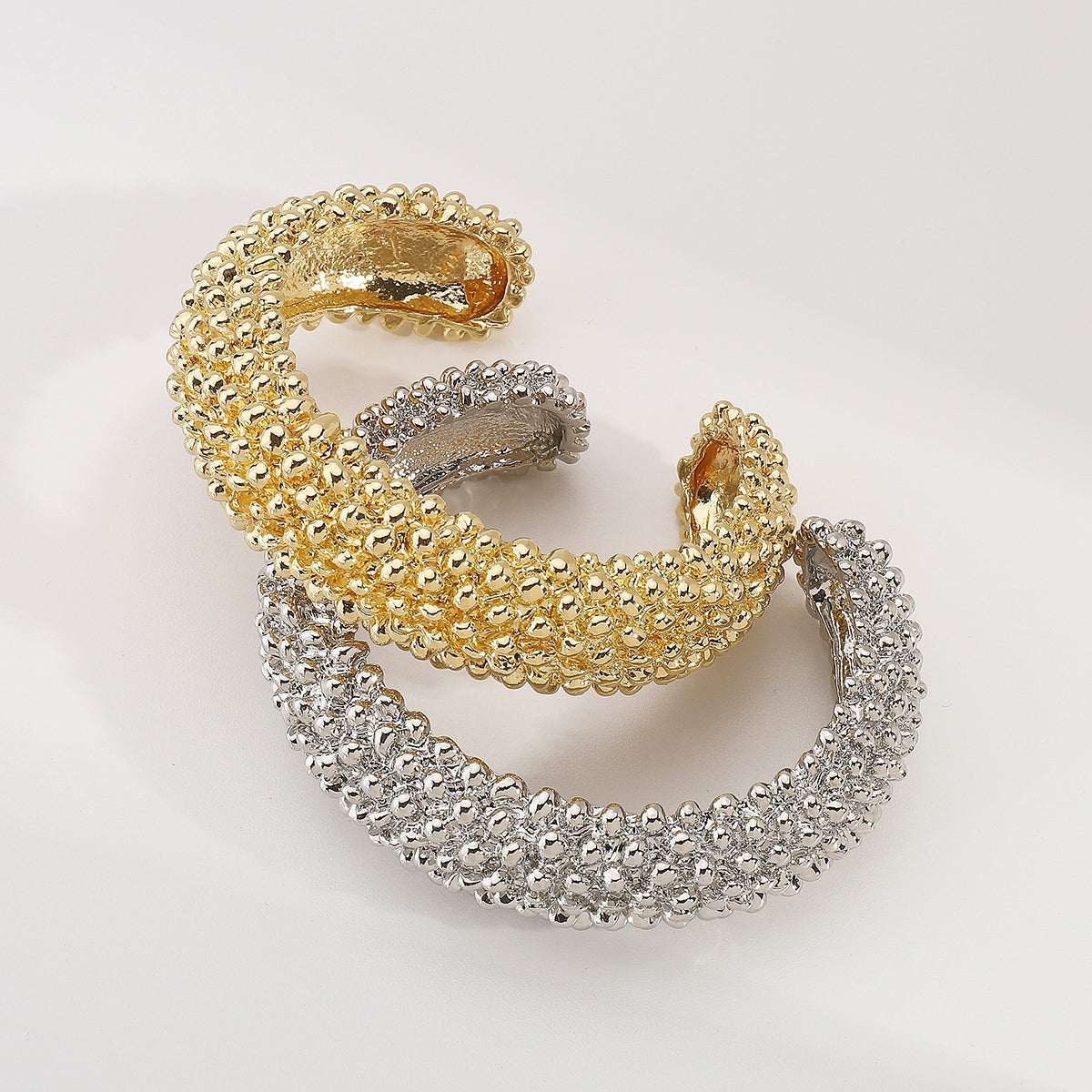 Exaggerated Punk Geometric Alloy Open Cuff Bracelet with Irregular Lava Texture Design