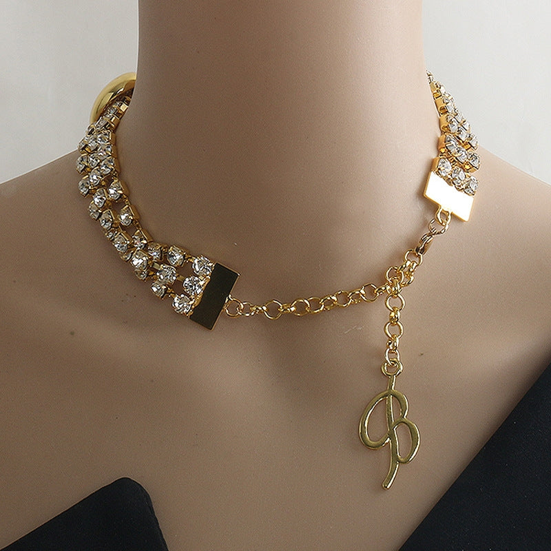 Exaggerated Heart Shape Rhinestone Zircon Triple Layer Choker Necklace