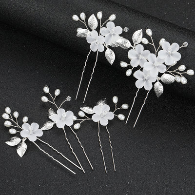 Floral Alloy Hairpin Set - U-Shaped Bridal Wedding Tiara Headwear