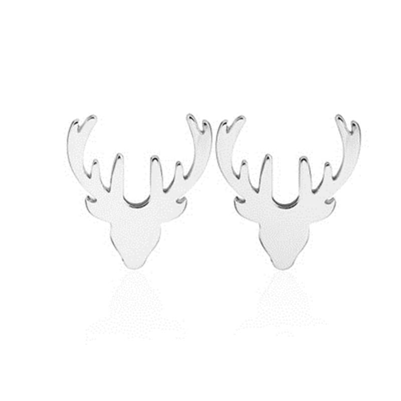 Stainless Steel Geometric Rose & Animal Stud Earrings Set
