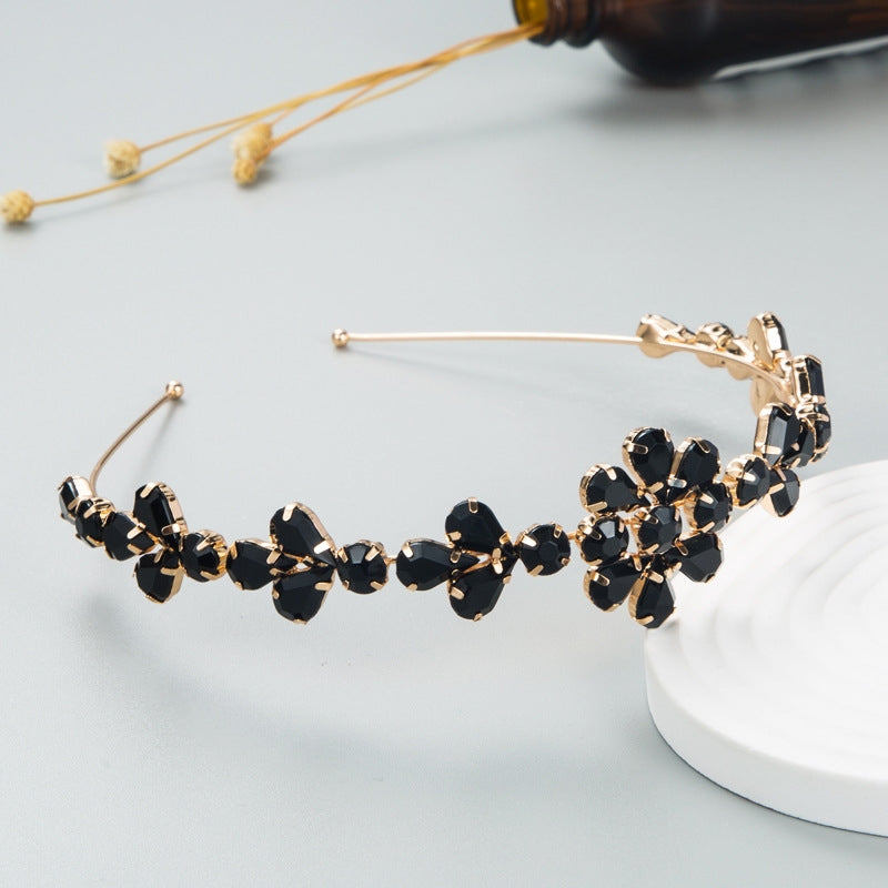 Fashion Alloy Rhinestone Flower Headband Korean Metal Hair Accessory