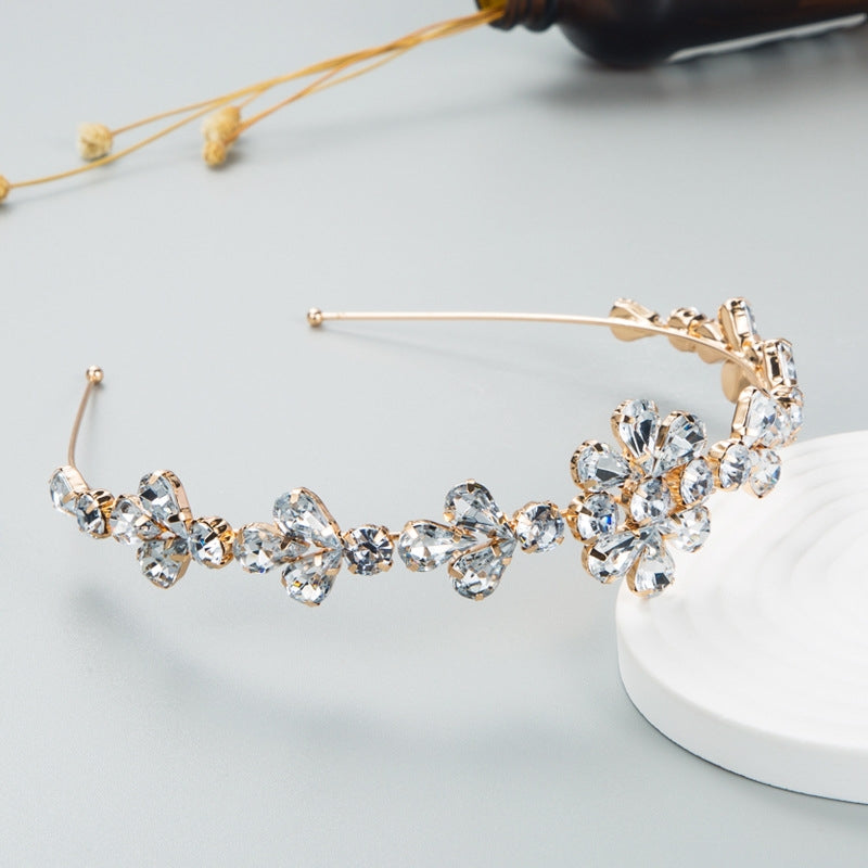 Fashion Alloy Rhinestone Flower Headband Korean Metal Hair Accessory