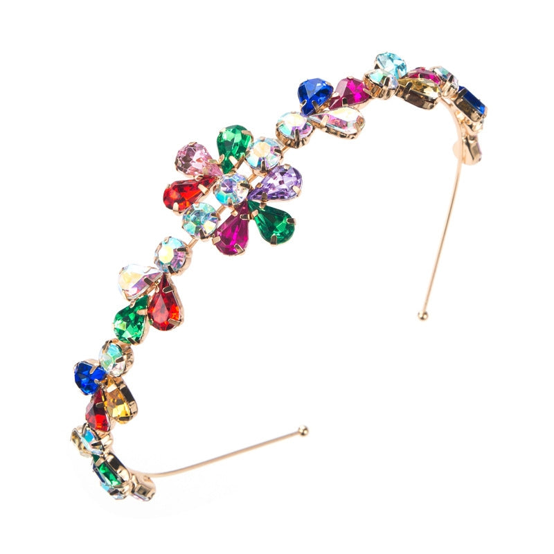 Fashion Alloy Rhinestone Flower Headband Korean Metal Hair Accessory