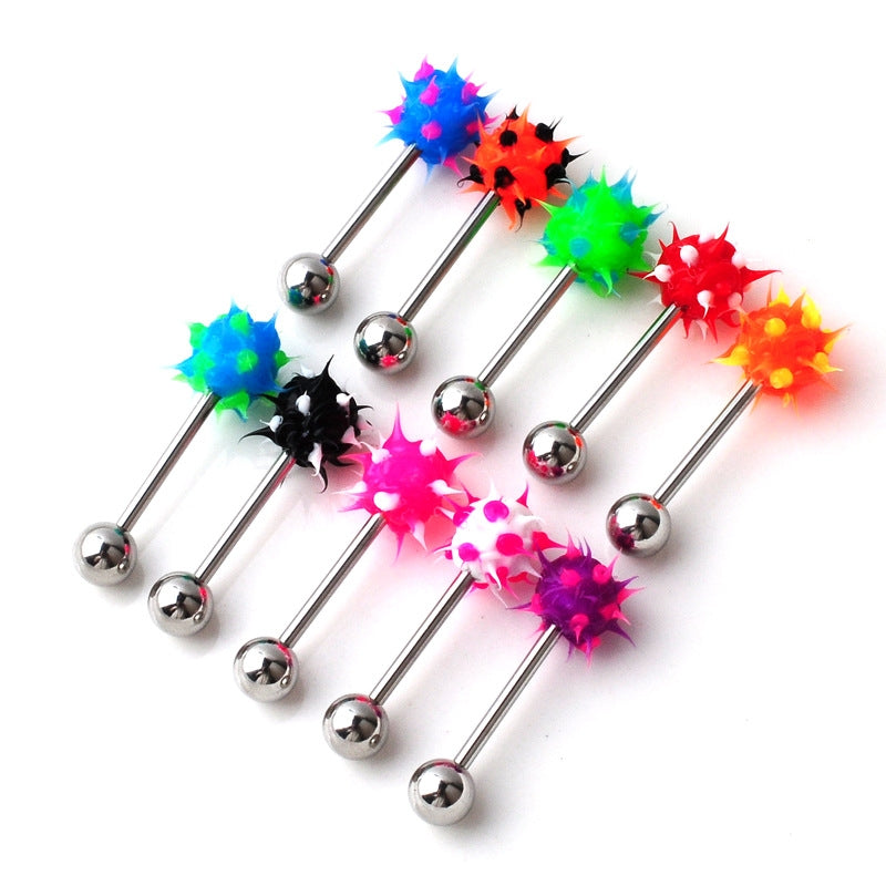 Stainless Steel Silicone Ball Tongue Ring Body Piercing Jewelry