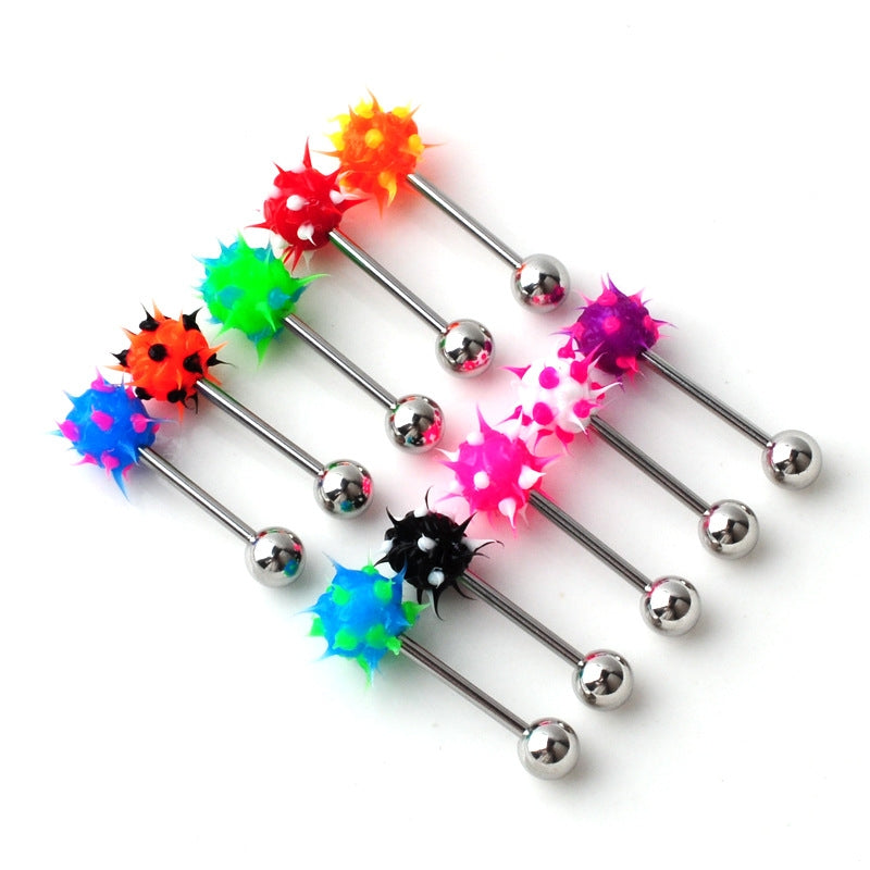 Stainless Steel Silicone Ball Tongue Ring Body Piercing Jewelry