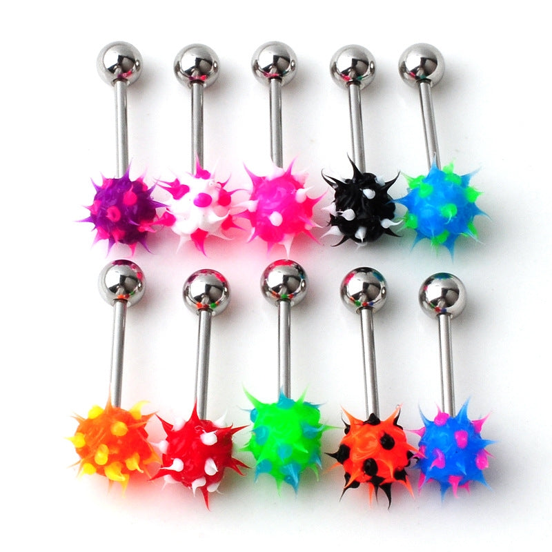 Stainless Steel Silicone Ball Tongue Ring Body Piercing Jewelry