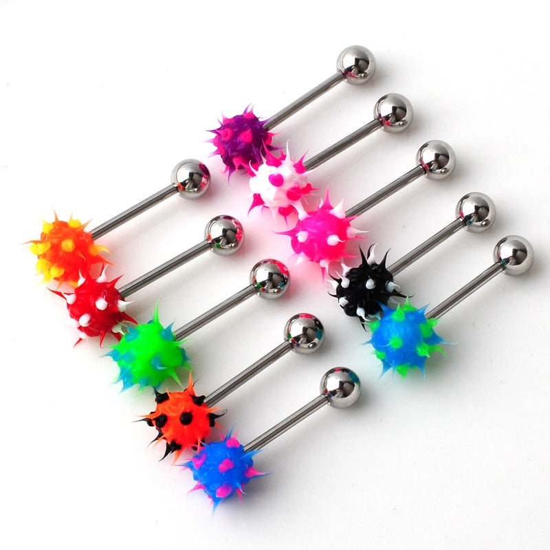 Stainless Steel Silicone Ball Tongue Ring Body Piercing Jewelry