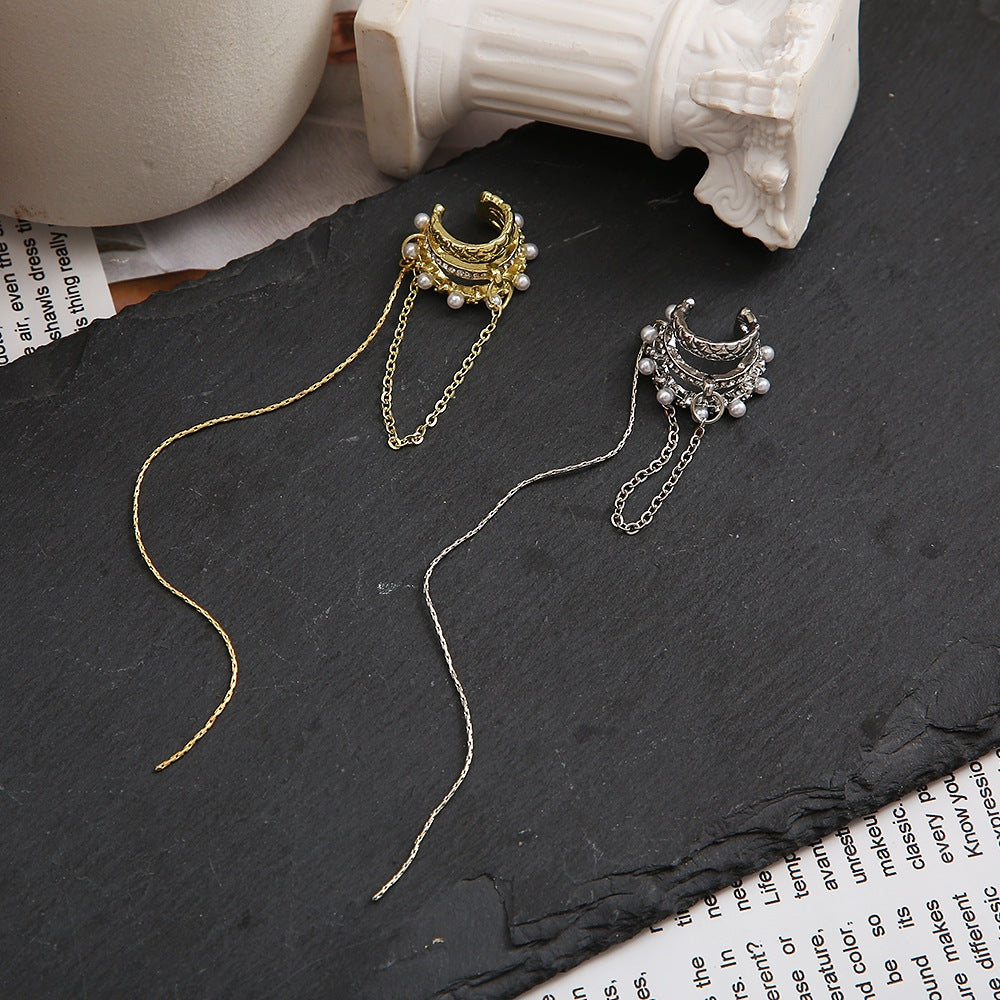 Elegant Rhinestone Chain Tassel Ear Cuff for Women