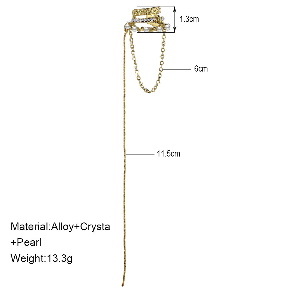 Elegant Rhinestone Chain Tassel Ear Cuff for Women