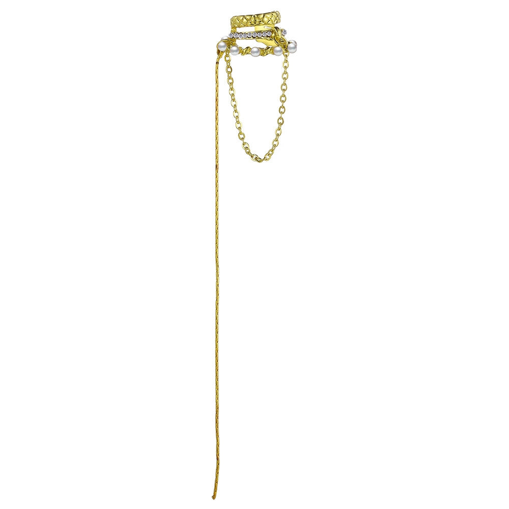 Elegant Rhinestone Chain Tassel Ear Cuff for Women