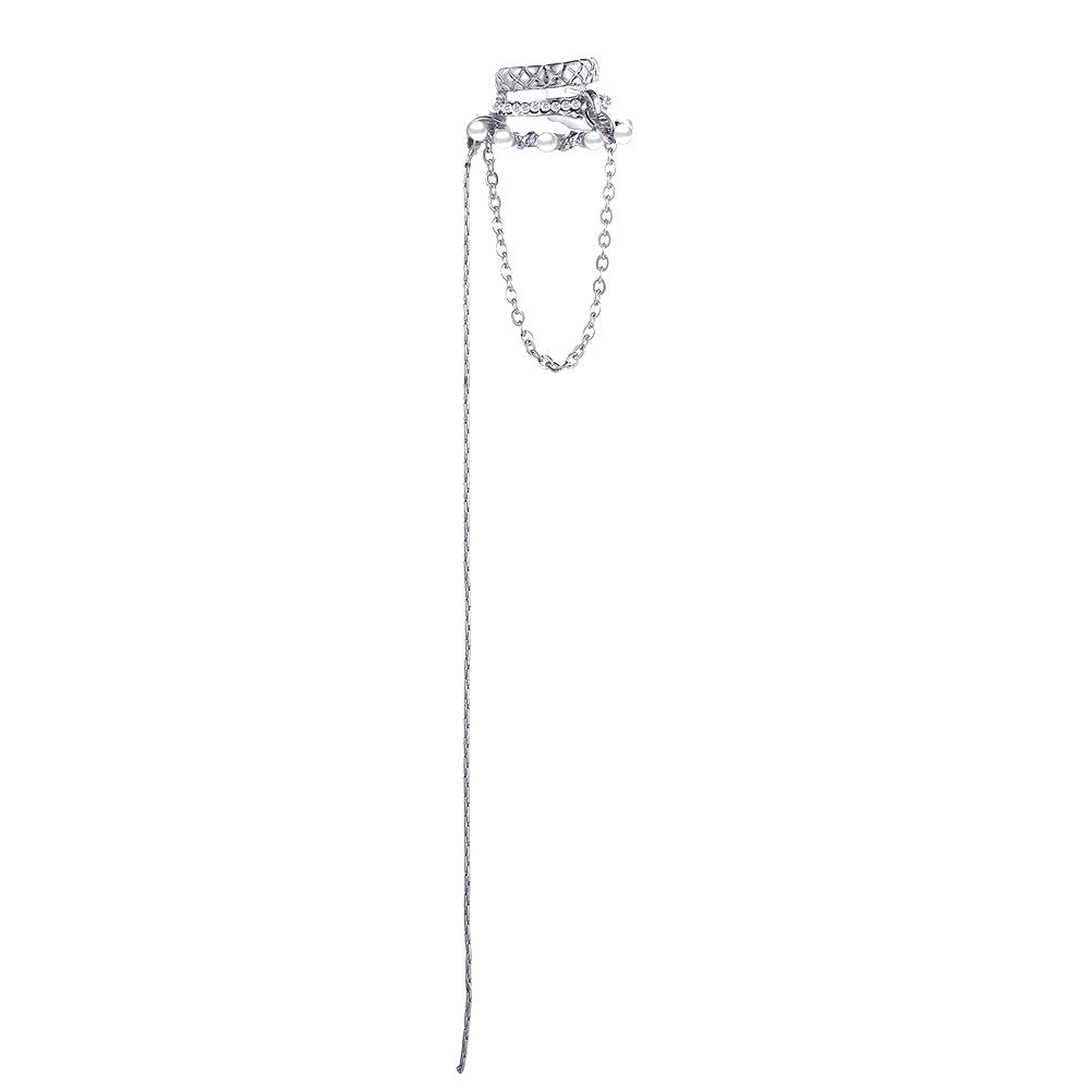 Elegant Rhinestone Chain Tassel Ear Cuff for Women