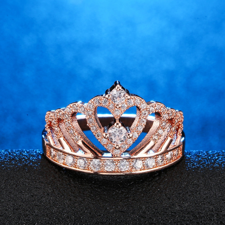 Elegant Zircon Crown Ring and Bracelet Set - Wholesale Jewelry