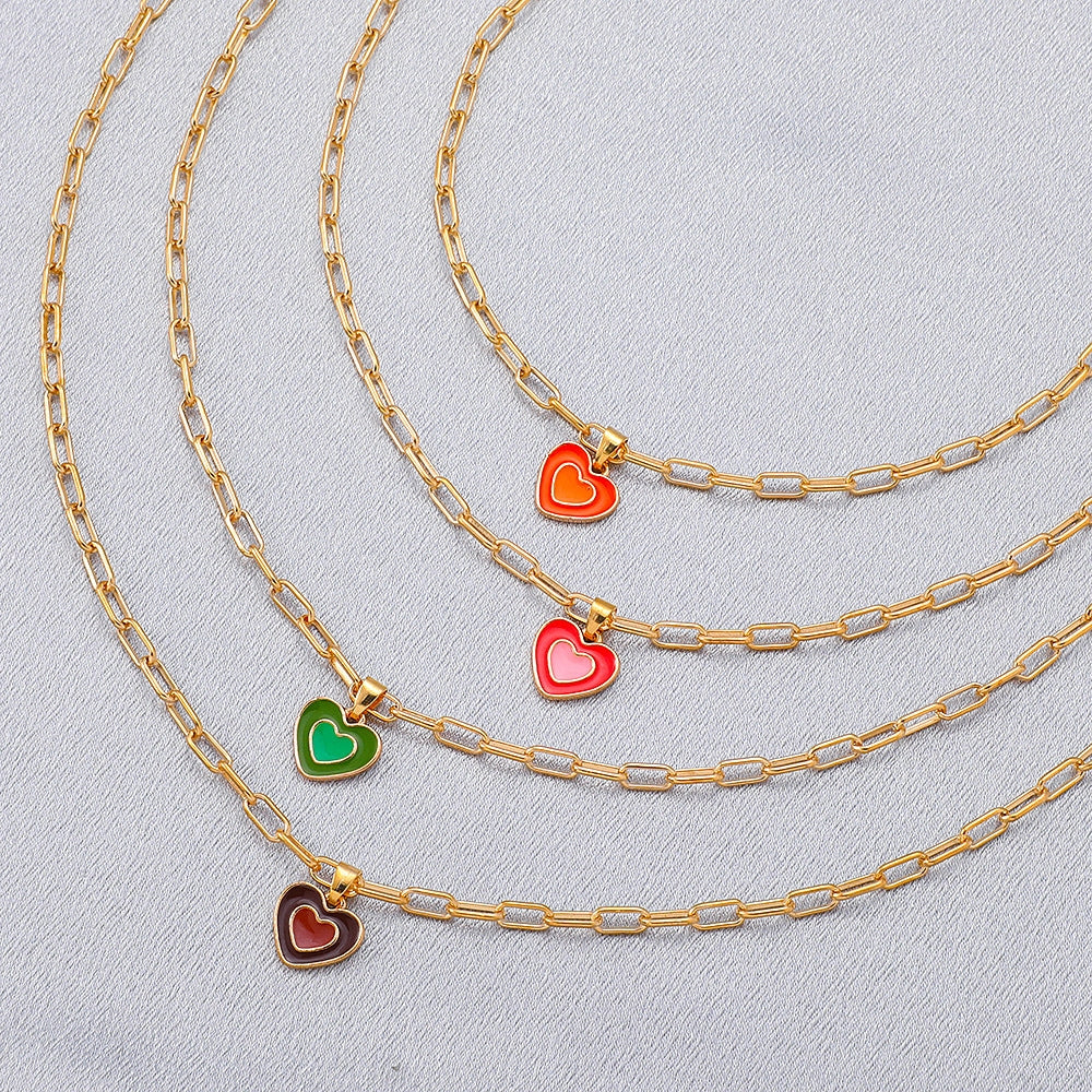 Fashion Double Heart Pendant Necklace - Minimalist Heart Charm Chain