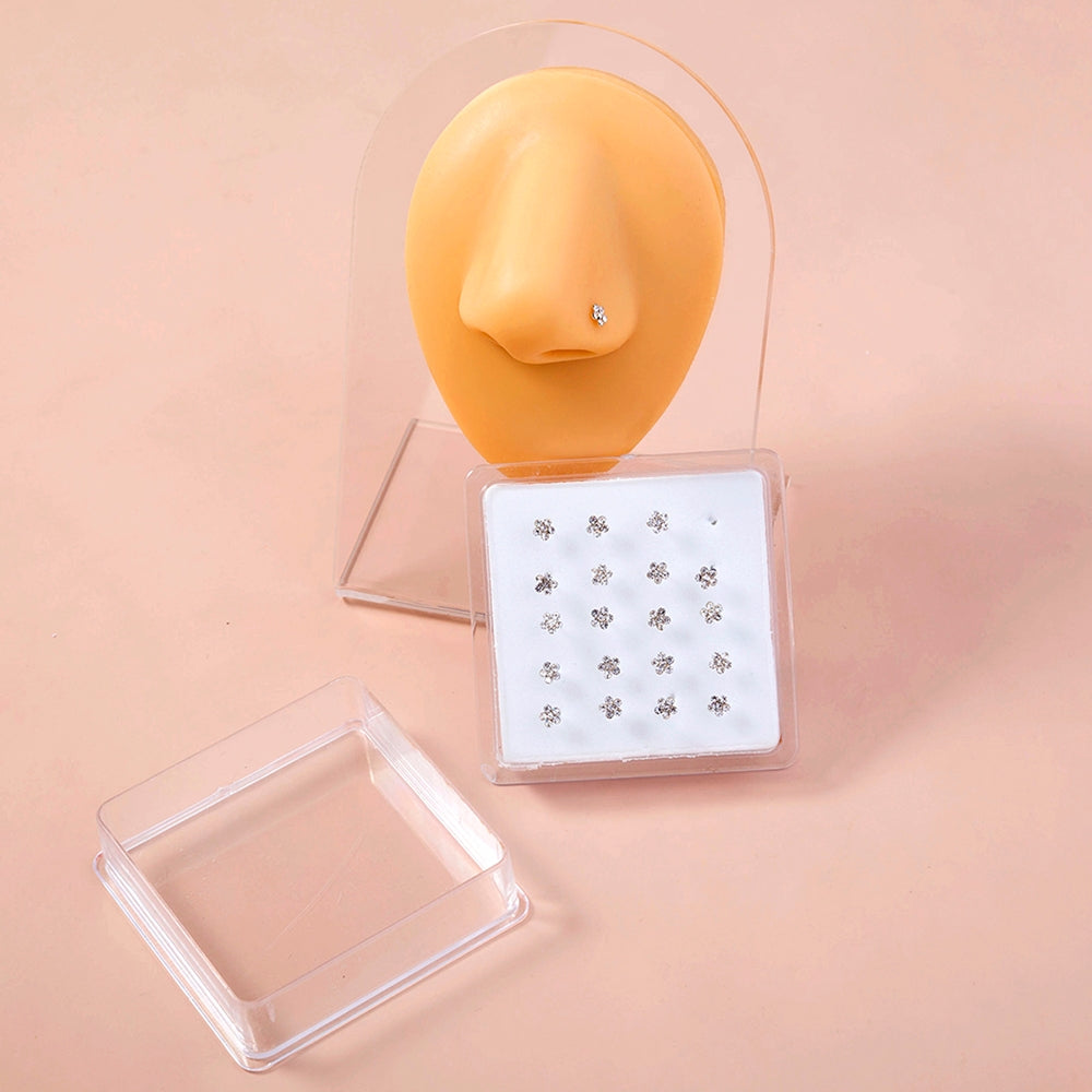 Fashion Flower Rhinestone Nose Stud Set