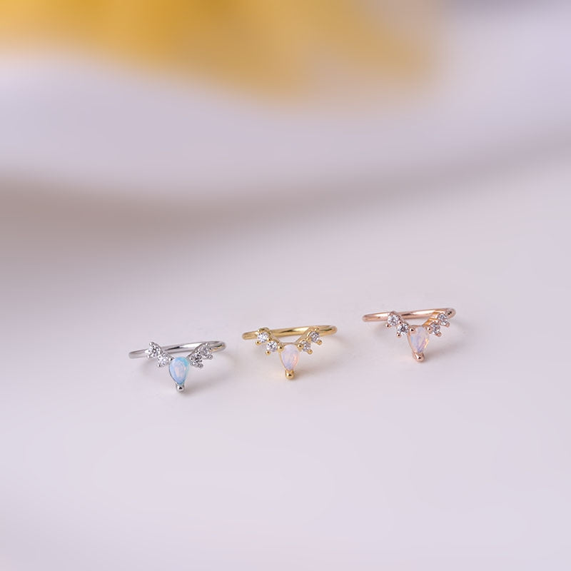 Geometric Zircon Copper Plated Nose Ring 0.8x8mm Fashion Piercing Jewelry