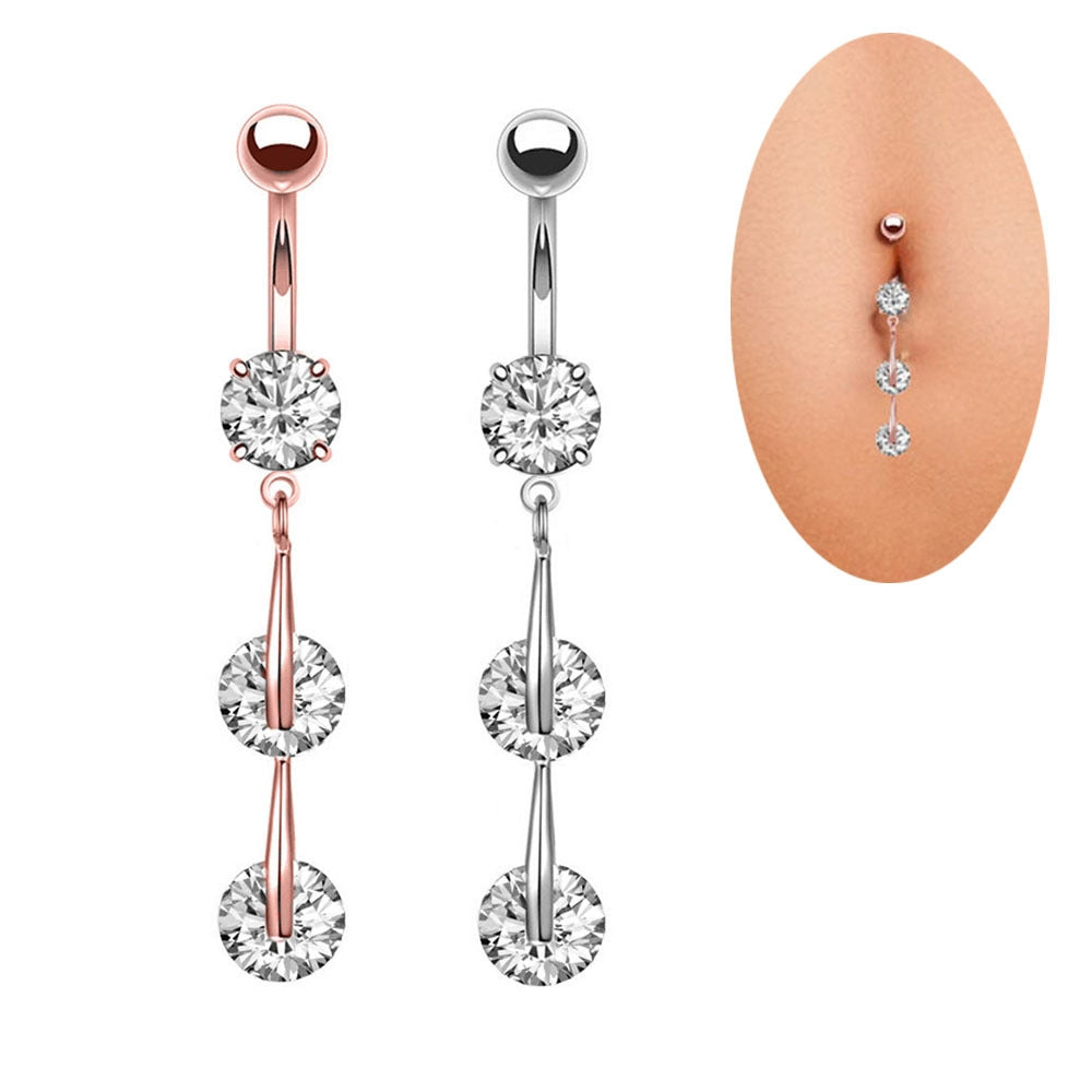 Fashion Geometric Opal Zircon Belly Ring Set