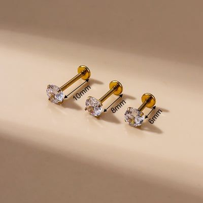 Geometric Zircon Lip Stud Earrings in Titanium Steel