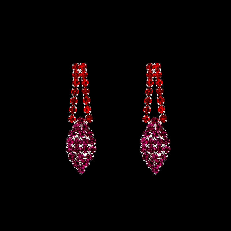 Geometric Rhinestone Silver Plated Necklace and Earrings Set for Women