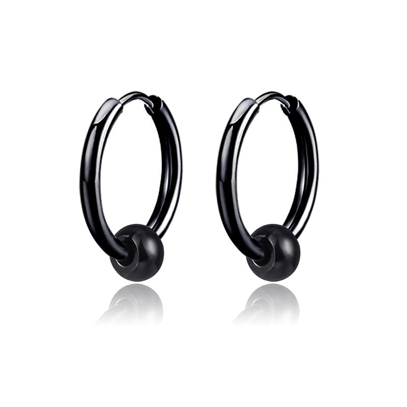 Geometric Stainless Steel Tassel Hoop Earrings for Non-Pierced Ears