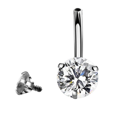 Geometric Zircon Inlaid Stainless Steel Belly Button Ring Jewelry