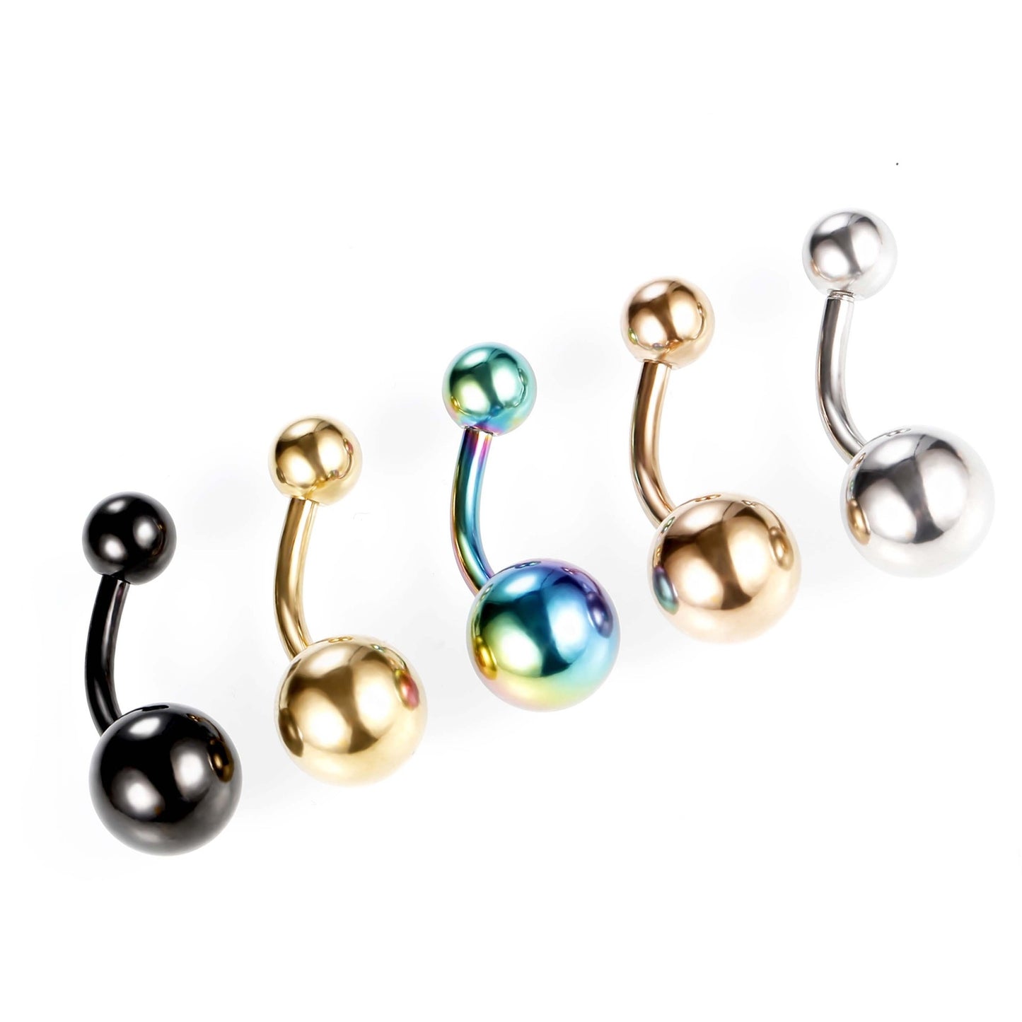 Fashion Geometric Zircon Inlay Stainless Steel Belly Ring