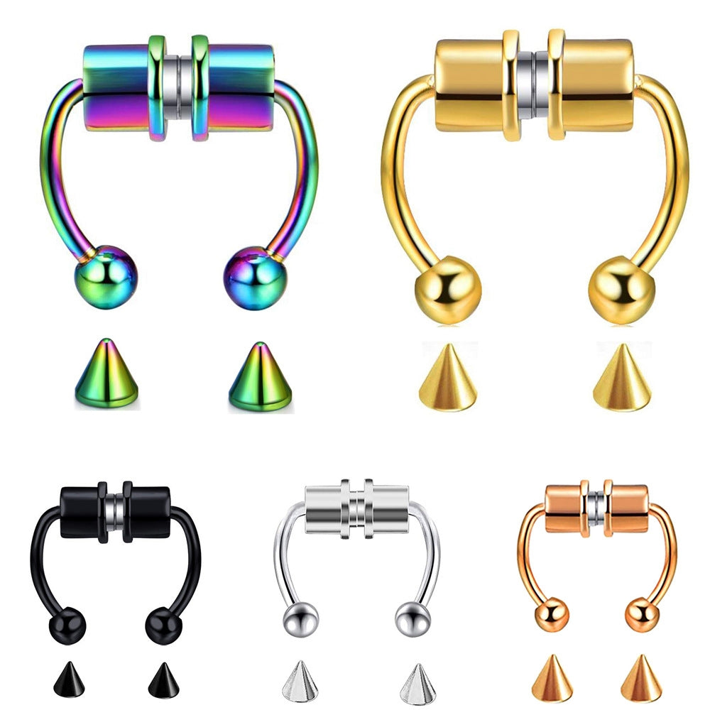 Fashion Geometric Magnetic Faux Nose Ring Stainless Steel Horseshoe Design