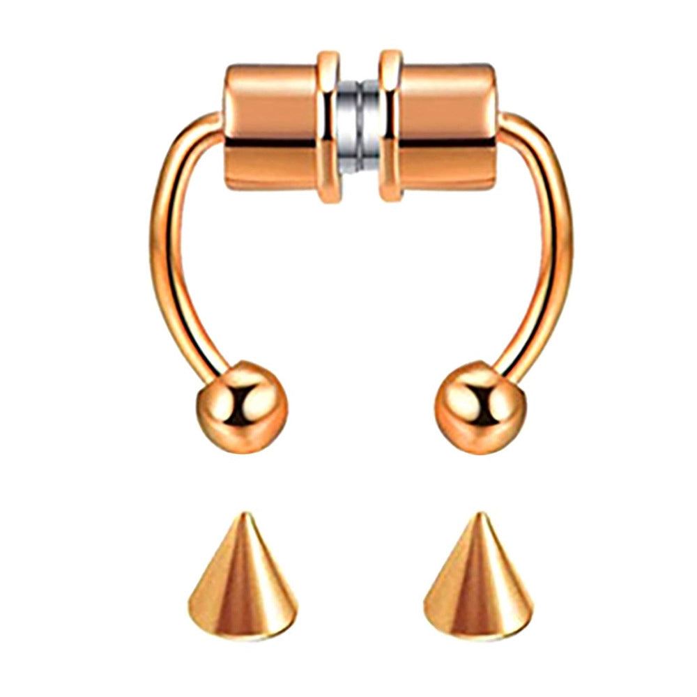 Fashion Geometric Magnetic Faux Nose Ring Stainless Steel Horseshoe Design