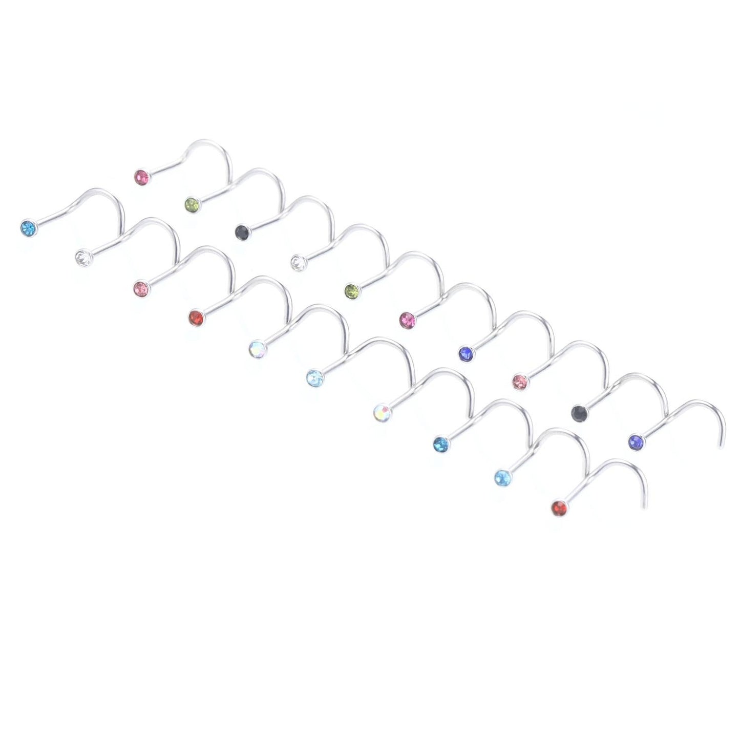 Geometric Stainless Steel Multi-Color Nose Studs