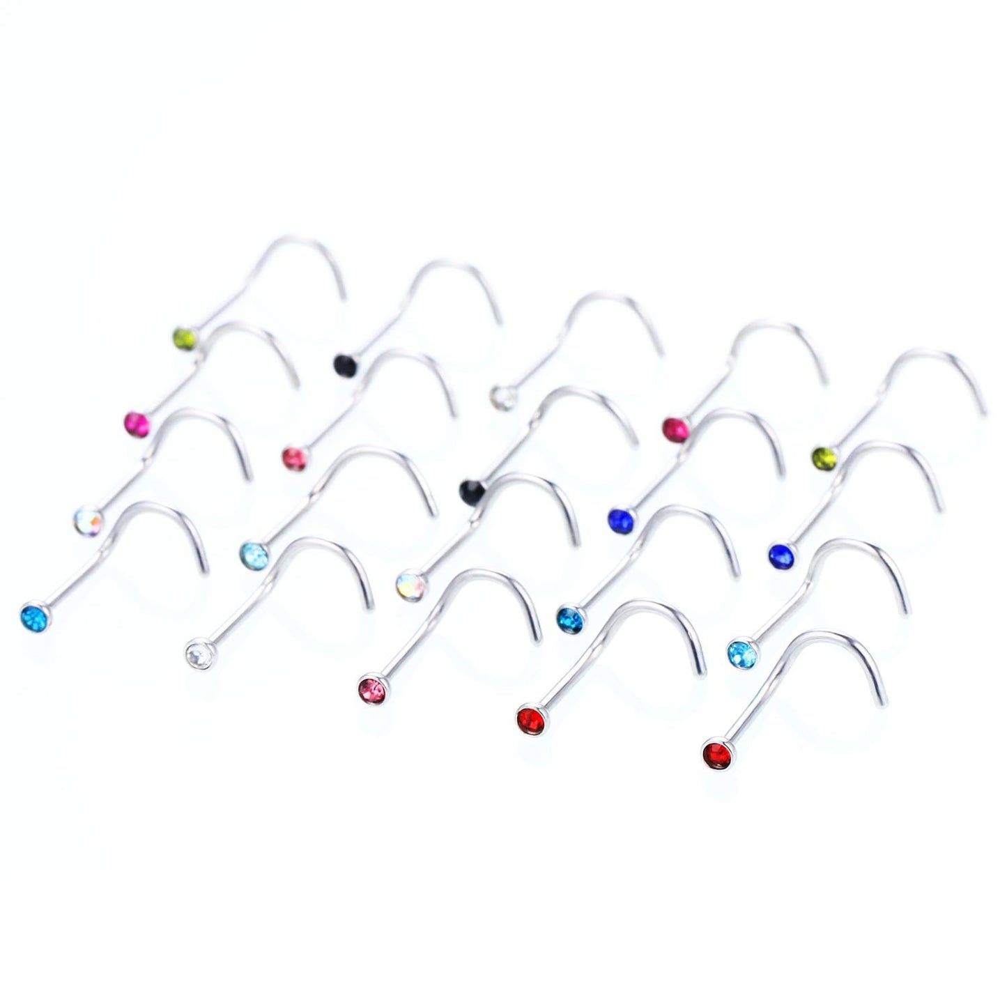 Geometric Stainless Steel Multi-Color Nose Studs