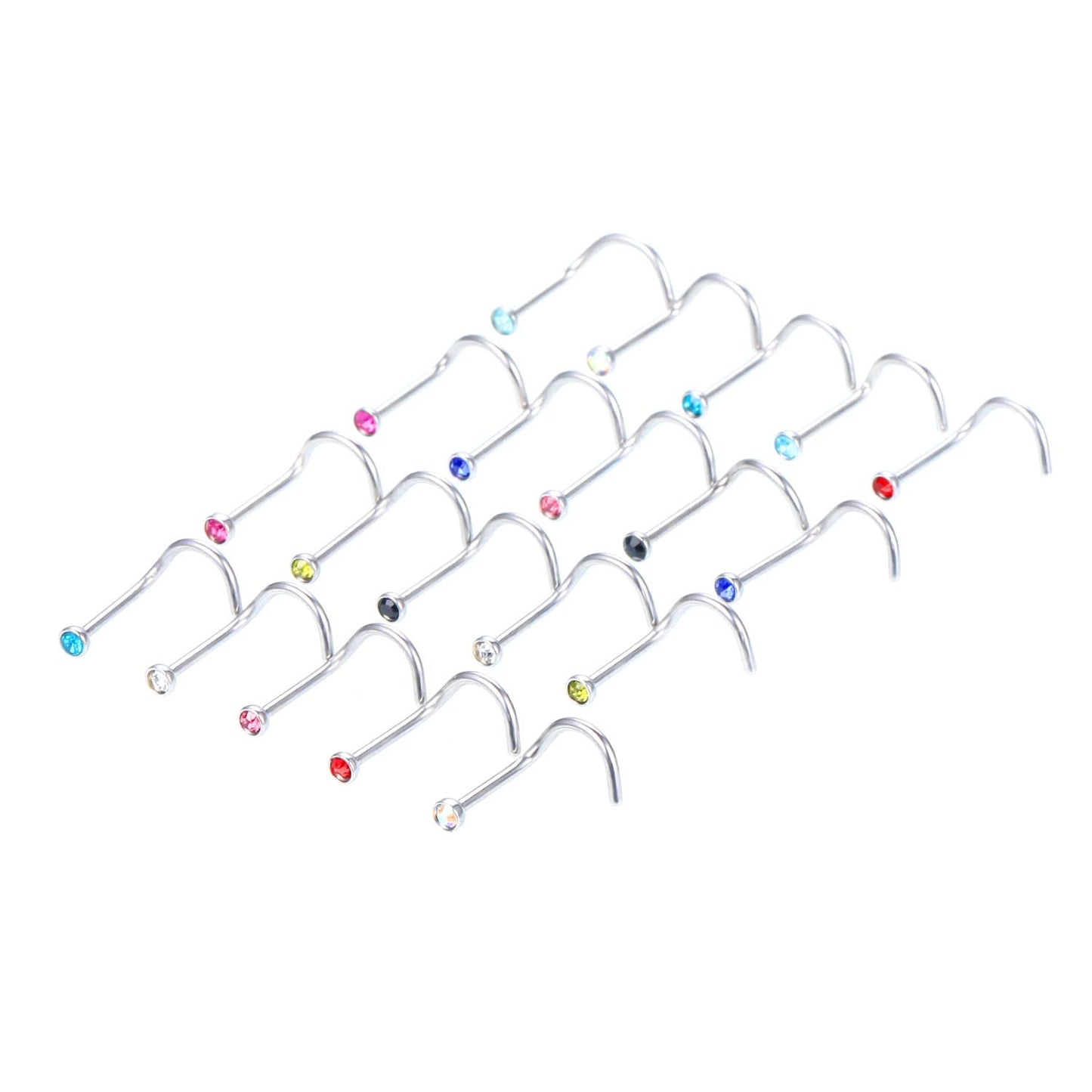 Geometric Stainless Steel Multi-Color Nose Studs