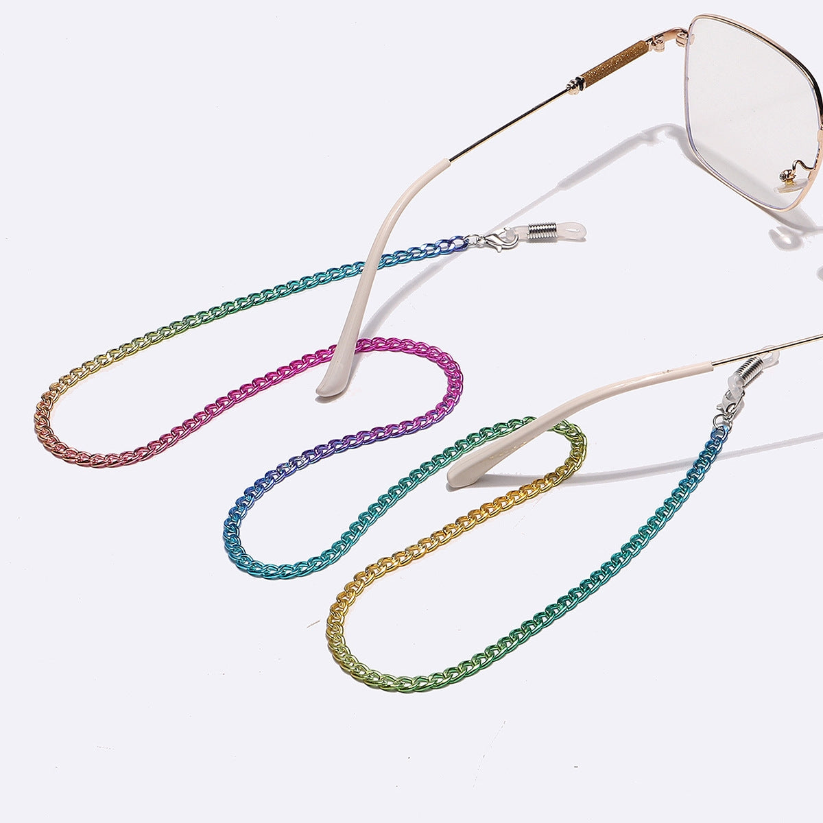 Fashionable Copper Colorful Glasses and Mask Chain