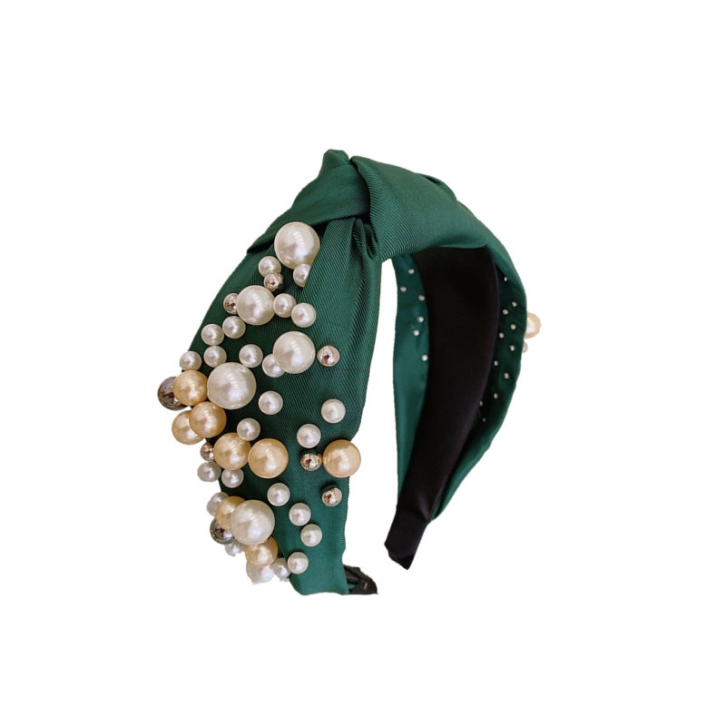 Fashion Retro Pearl Knotted Bowknot Headband