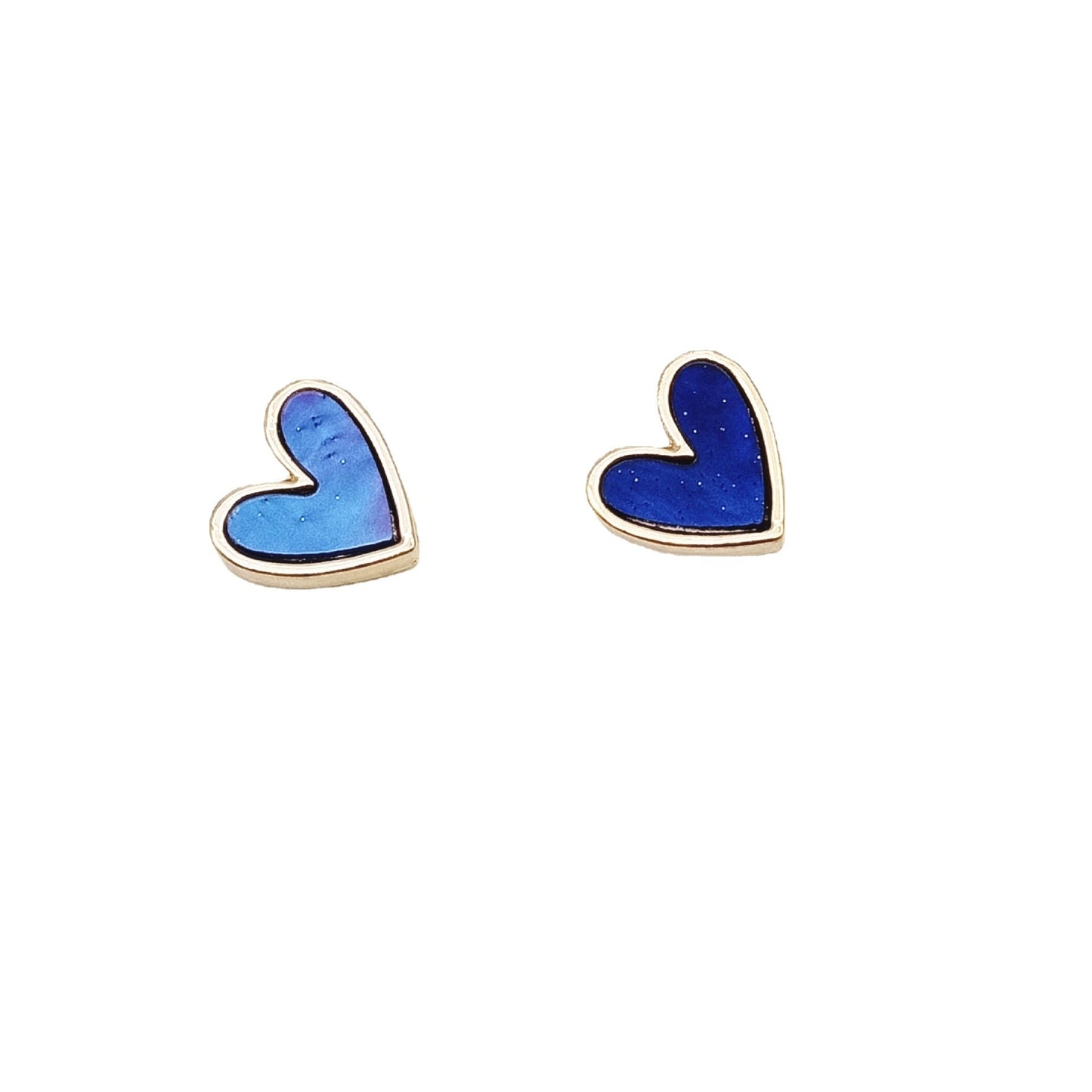 Elegant Blue Heart Enamel Alloy Ear Clips and Studs