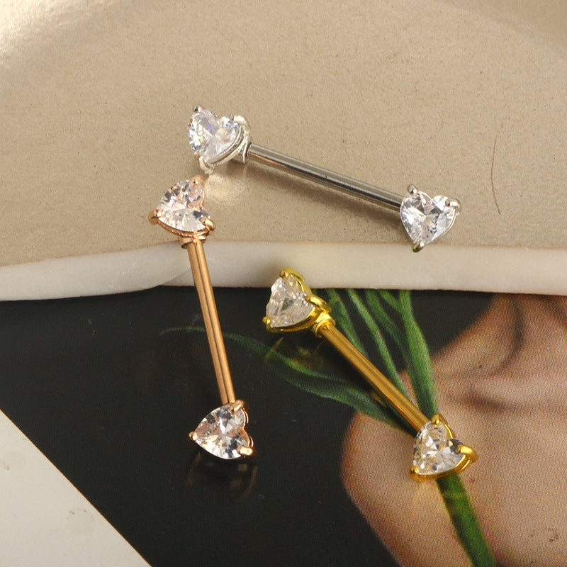 Fashion Heart Shape Zircon Nipple Piercing Jewelry in Stainless Steel