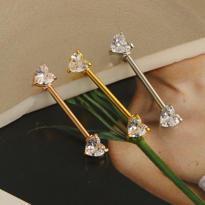 Fashion Heart Shape Zircon Nipple Piercing Jewelry in Stainless Steel