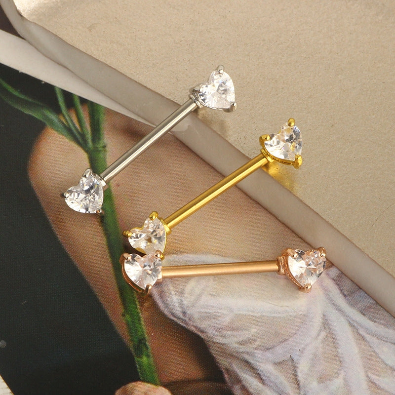 Fashion Heart Shape Zircon Nipple Piercing Jewelry in Stainless Steel