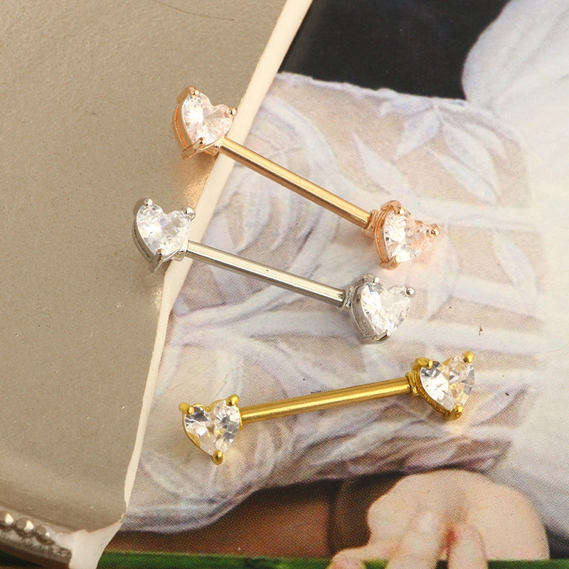 Fashion Heart Shape Zircon Nipple Piercing Jewelry in Stainless Steel