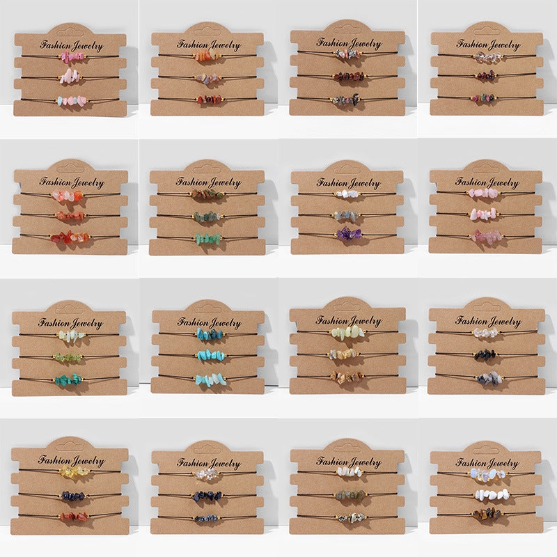 Fashion Irregular Gravel Stone Adjustable Bracelets Set of 3