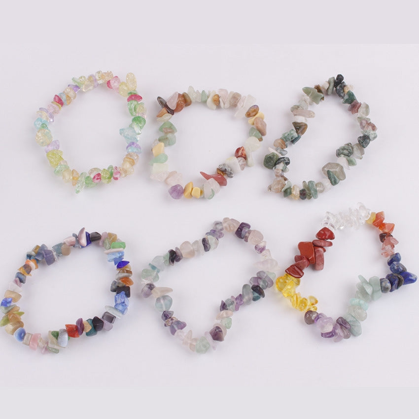 Fashion Irregular Natural Stone Beaded Bracelet with Colorful Crystal Chips