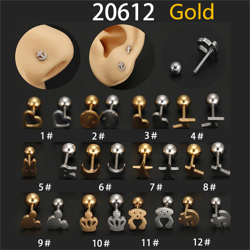 Fashion Rabbit Moon Star Crown Stainless Steel Ear Studs