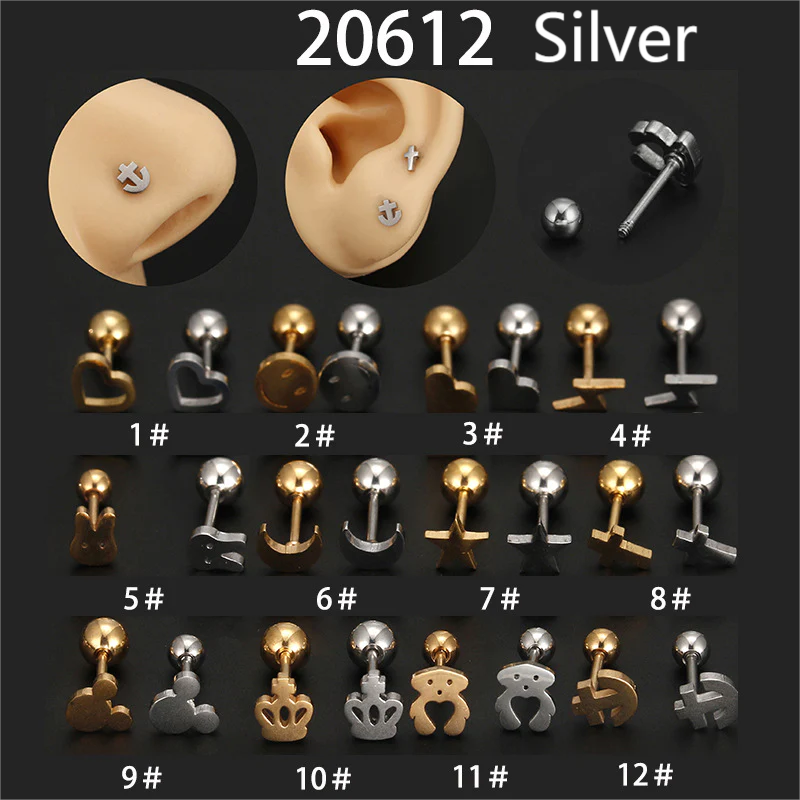 Fashion Rabbit Moon Star Crown Stainless Steel Ear Studs