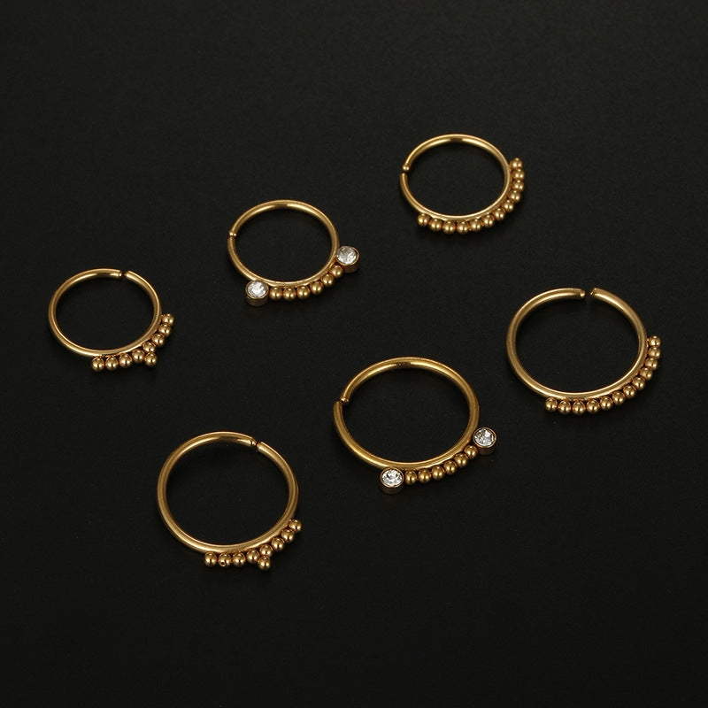 Fashion Stainless Steel Zircon Nose Ring Piercing Jewelry