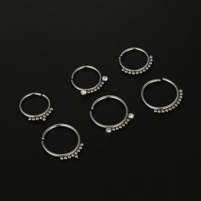 Fashion Stainless Steel Zircon Nose Ring Piercing Jewelry