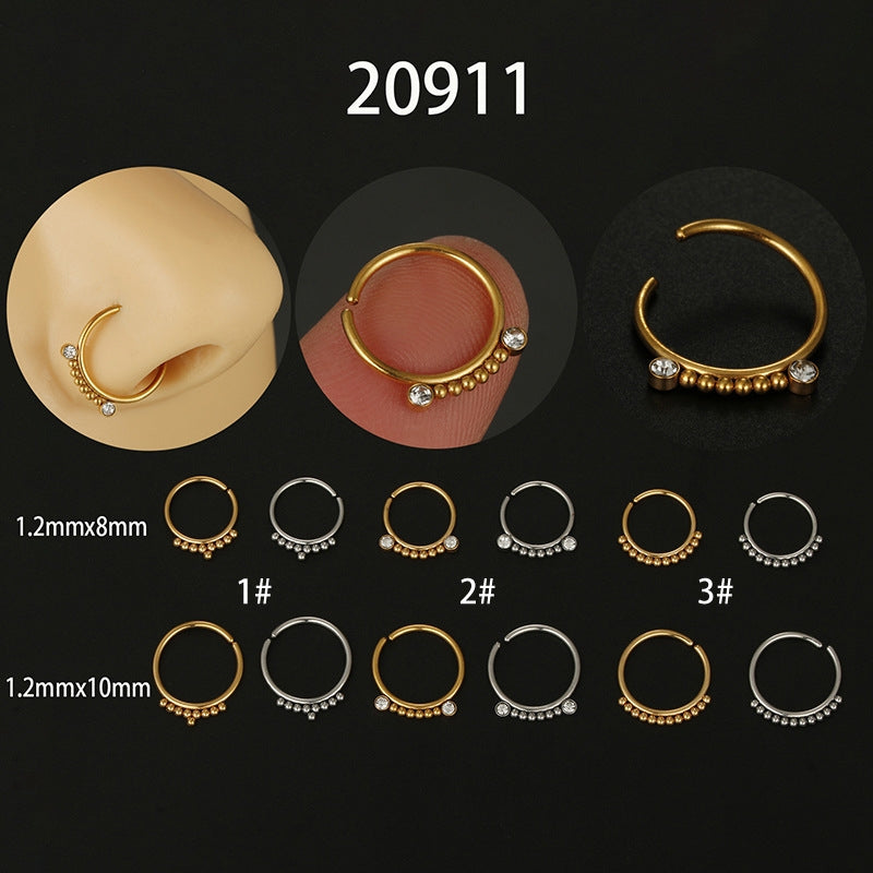 Fashion Stainless Steel Zircon Nose Ring Piercing Jewelry
